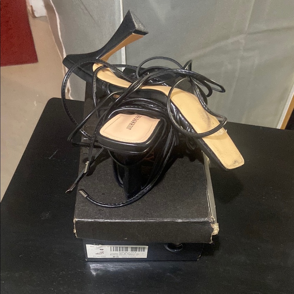 Elegant Black Strappy Heels Evening Wear